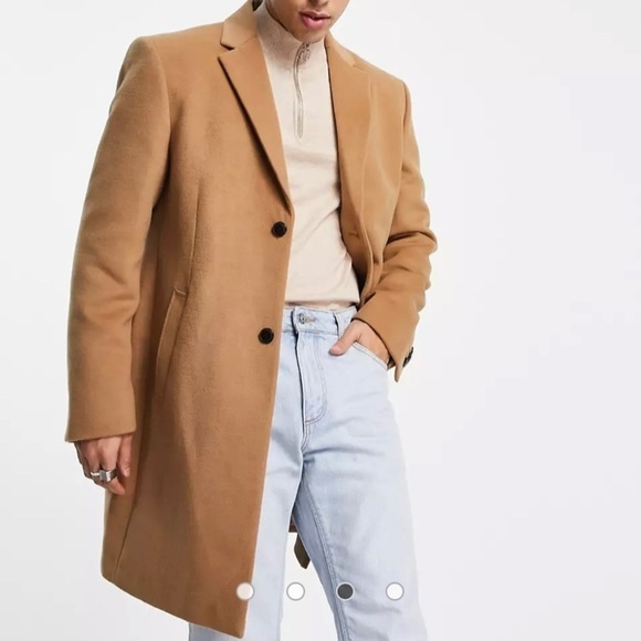 Topman Wool Blend Long Button Down Jacket - Picture 1 of 13